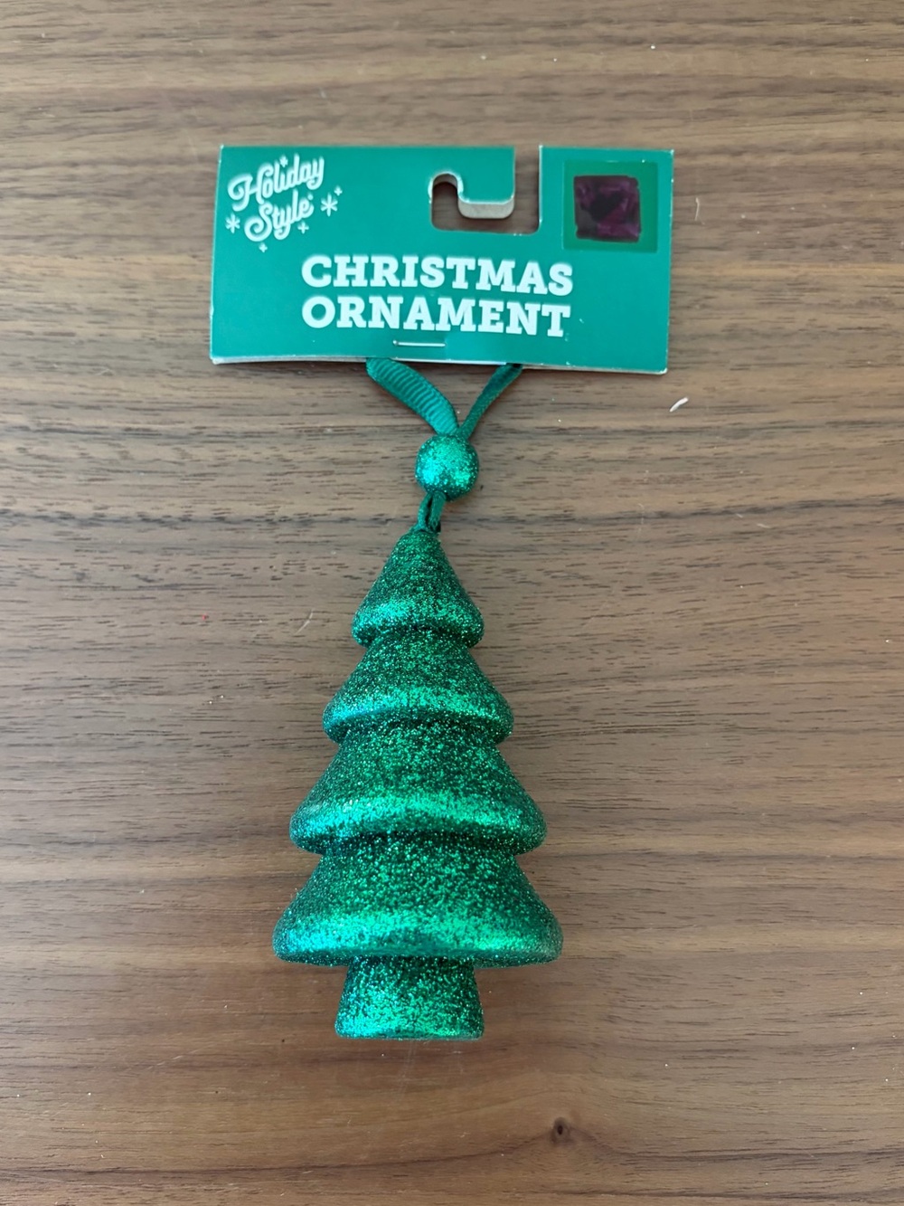 Holiday Style Green Glitter Christmas Tree Ornament New with Tag